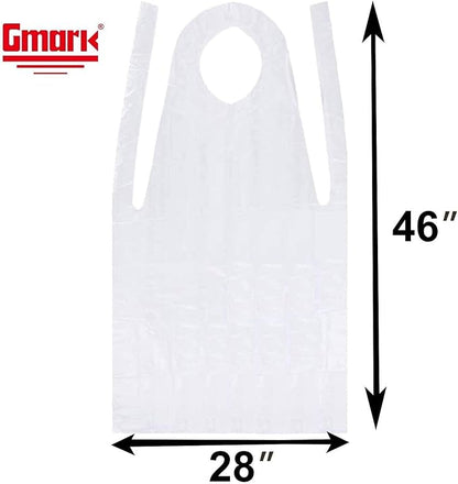 Gmark Poly Apron Individual Wrapped, Medium Weight, Disposable Polyethylene PE Aprons Waterproof, Food, Cooking 100pcs GM0002 - Image 2