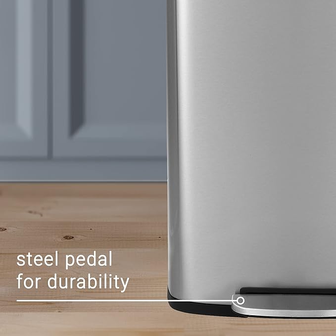 happimess HPM1006A Connor Rectangular 13-Gallon Trash Can with Soft-Close Lid and Free Mini Trash Can, Fingerprint Resistant, Modern, Minimalistic for Home, Kitchen, Office, Bathroom, Steel - Image 7