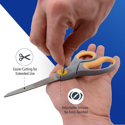 Westcott 8” Titanium Bonded Scissors with Adjustable Glide and Soft Handle, 2-Pack- Durable Multipurpose Scissors for Office, Home, and School Use, Sharp Precision Blades for Everyday Cutting - Image 3