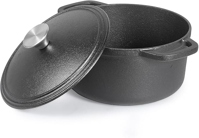 COMMERCIAL CHEF 3.4 Quart Cast Iron Dutch Oven with Dome Lid and Handles by CommercialChef