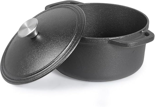 COMMERCIAL CHEF 3.4 Quart Cast Iron Dutch Oven with Dome Lid and Handles by CommercialChef