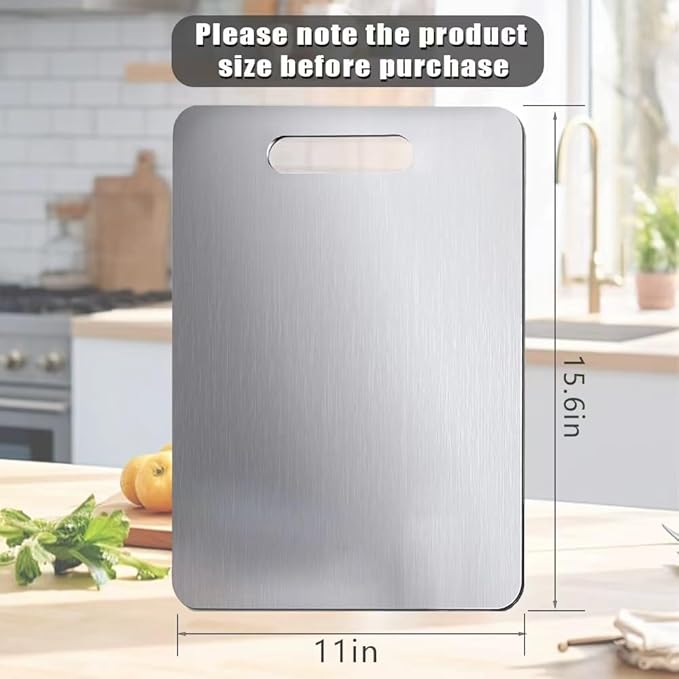 Titanium Cutting Board, 2 PCS Titanium Cutting Boards for Kitchen, Non Toxic, Double-Sided Food Grade Chopping Board for Outdoor Camping(15.6" x 11",15.6" x 11") - Image 3