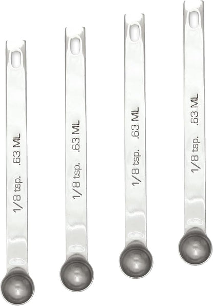 RSVP International Endurance Kitchen Collection Open Stock Measuring Spoon, Stainless Steel, Dishwasher Safe, 0.125-Teaspoon (Pack of 4) by RSVPInternational