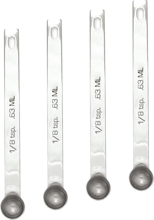 RSVP International Endurance Kitchen Collection Open Stock Measuring Spoon, Stainless Steel, Dishwasher Safe, 0.125-Teaspoon (Pack of 4) by RSVPInternational