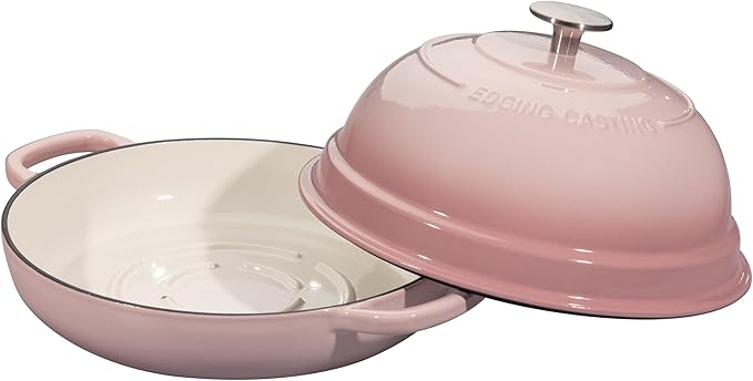 EDGING CASTING Enameled Cast Iron Dutch Oven Pot with Lid, Round Bread Oven for Homemade Sourdough Bread Baking, 6 Quart, Pink - Image 5