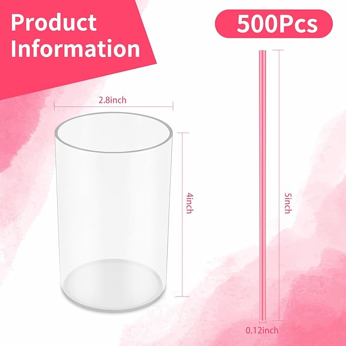 500 Pcs Neon Pink Coffee Stir Sticks Set Acrylic Stir Stick Holder Coffee Stirrers Holder Cocktail Straws Bar Straws Drink Stirrers for Coffee Bar Cocktail Tea Juice Party Supplies Restaurant Decor - Image 2