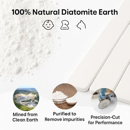 Large Stone Drying Mat for Kitchen Counter | Premium Diatomaceous Earth Coaster Set for Dishes | Non-Slip Kitchen Sink Mat | Fast-Absorbing, Eco-Friendly | 23" x 15.5" (White)