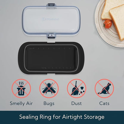 KITCHENDAO Large One-handed Butter Dish with Lid for Countertop, Airtight Butter Holder with One Press to Open/Close Secure Latching Buckle for East Coast/West Coast/European/Kerrygold Butter(Black)