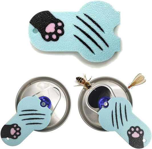 Soda Can Tab Opener Mini Soda Can Cover Easy Tab Opener and Drink Protector Cute Beverage Barricade Soda Protector for Beer,Coke,Aluminum Cans at Party,BBQ, Beach(Cat Paw Blue)