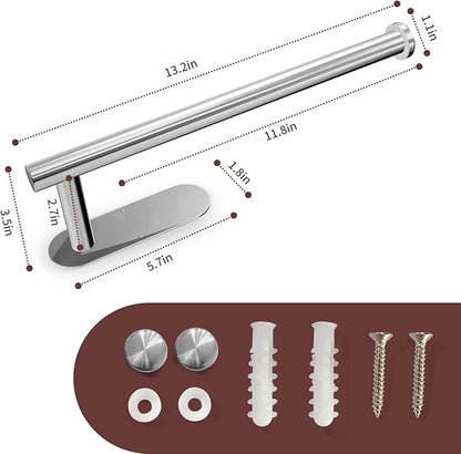 DEKAVA Paper Towel Holder Under Cabinet for Kitchen, Adhesive Paper Towel Holder Wall Mount, SUS304 Stainless Steel 13 inch(1,Silver) - Image 5