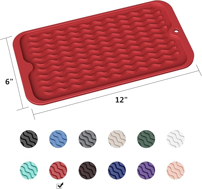 ZLR Silicone Sponge Holder & Sink Caddy Tray (6" x 12") - Narrow Dish Drying Mat for Kitchen Counter - Waterproof Soap Dispenser Organizer, Non-Slip Bathroom Vanity Tray (Lava Red) - Image 6