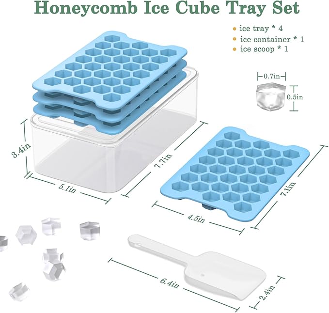 Mini Ice Cube Tray for Freezer: Small Plastic Ice Cubes Trays for Freezer with Box - Easy Release Stackable Mini Ice Cube Maker - Nugget Ice Trays for Freezer with Ice Container - Image 5
