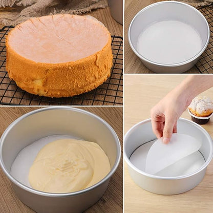 Baking Parchment Circles, Set of 100, 7 Inch Non Stick Round Parchment Paper for Springform Cake Tin, Toaster Oven, Microwave and so on
