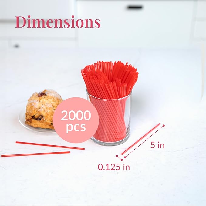 Prestee 2000 Count Red Coffee Stirrers - 5 Inch Plastic Stir Sticks for Hot and Cold Beverages - Disposable Coffee Straws for Drinks, Tea, and Cocktails - Bulk Slim Stirrer for Coffee and Bars - Image 3