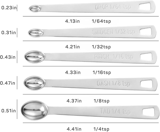 Stainless Steel Measuring Spoons Set of 11, Includes 6 Rectangular Measuring Spoons and 5 Tiny Spoons, Compact Spoons Design for Narrow Spice Jars, Ideal for Dry and Liquid Ingredients - Image 9