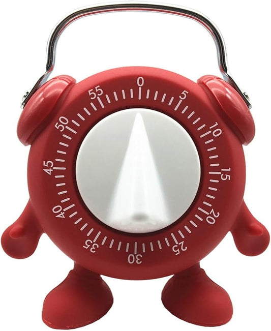 Kitchen Timer, 60 Minutes Countdown Cooking Teaching Egg Potty Training Wind Up Cute Timeout Timer No Battery （Red）