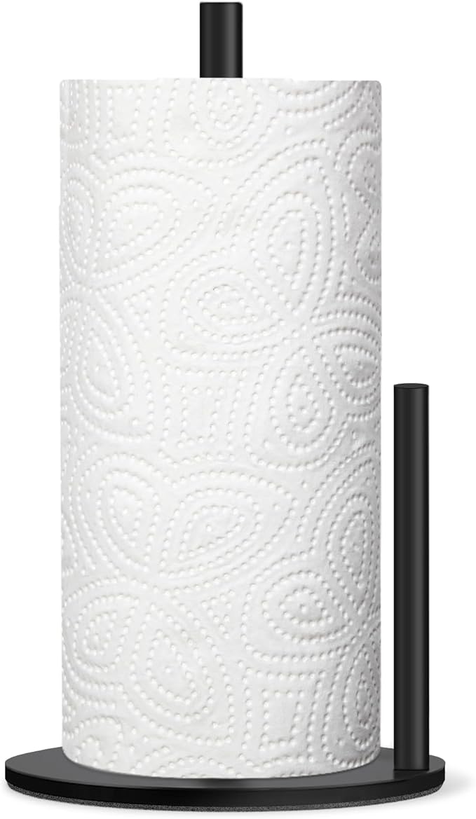 Paper Towel Holder Countertop, Premium Stainless Steel Black Paper Towel Holder with Anti Slip & Waterproof, Freestanding Countertop Paper Towels Holder for Kitchen, Tabletop, Bathroom by Unknown