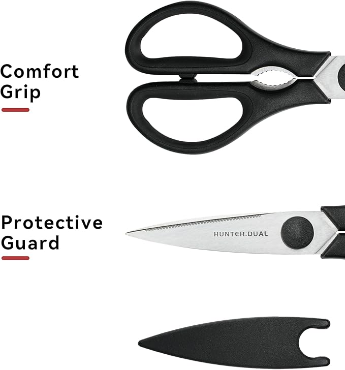 Kitchen Scissors for Food, HUNTER.DUAL Heavy Duty Come Apart Poultry Shears for Cooking, All Purpose for Cutting Chicken, Meat, Fish & Vegetables (Black, 8.35 Inch) - Image 6