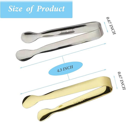 6PCS Ice Tongs Mini Sugar Tongs 4.25Inch Tong for Serving Food Small Serving Tong, Kitchen Tong for Appetizers,Tea Party, Coffee Bar, Desserts by Sunenlyst (Silver and Gold) - Image 2