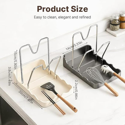 Kitchen Pot Lid Storage Rack - Double Lid Holder Cooking, Multifunctional Pot Lid & Cutting Board Holder, PP+Rust-Resistantcarbon Steel, Space-Saving ,For Cutting Boards, Spoons, Chopsticks ( Black)