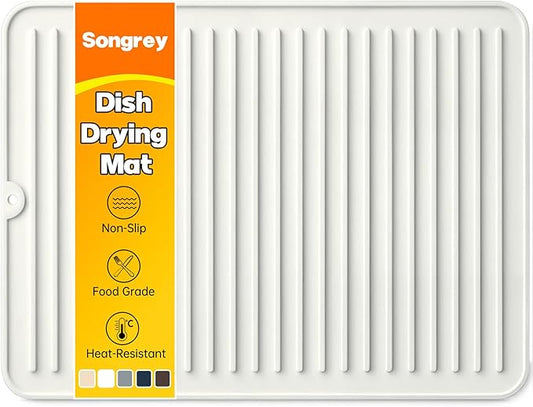 Songrey 16" x 12" Silicone Dish Drying Mat, Kitchen Counter Drying Pad for Sink Dishes or Under Rack, Multi-Use as Heat Resistant Trivet, Coffee Bar Mat by Unknown