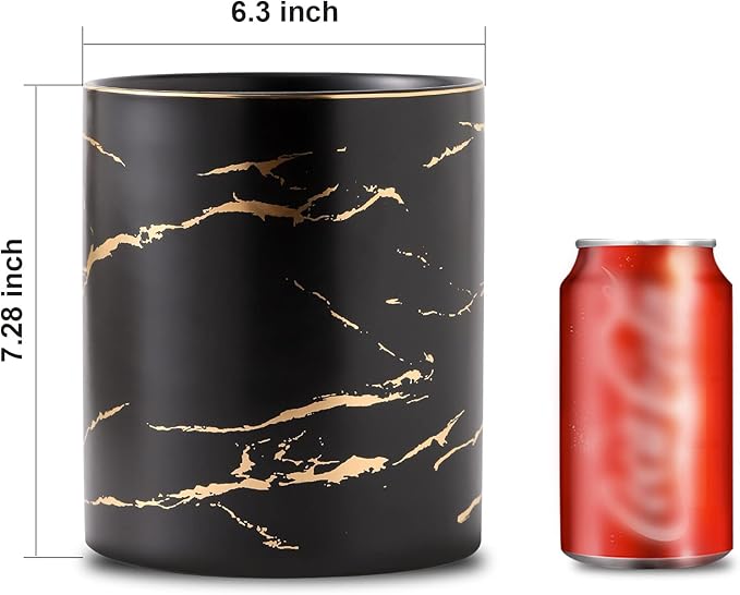 7.2 inch Large Utensil Holder for Kitchen Counter, Golden Marble Utensil Crock Spatula Holder for Countertop Cooking Tools Storage Caddy Farmhouse Kitchen Decor (Marble-Black) - Image 4