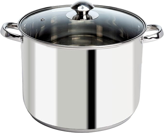 Ecolution Stainless Steel Stock Pot, Encapsulated Induction Ready Cooking Pot with Glass Lid, Oven Safe, Dishwasher Safe Soup Pot, 8-Quart by Ecolution