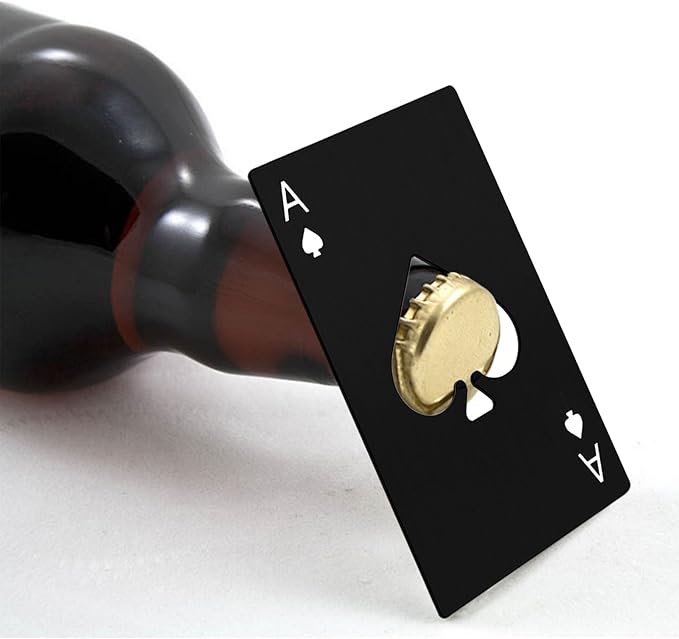 Ace Of Spades Bottle Opener Credit Card Size Pocker Cap Opener Portable Stainless Steel Can Opener (4 Pack Black) - Image 6