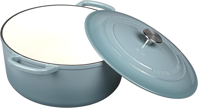 EDGING CASTING Enameled Dutch Ovens Cast Iron Dutch Oven Pot with Lid for Bread Baking, Cook, Dual Handle, 5.5 Quart, Seasalt - Image 2