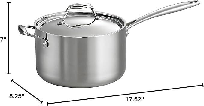 Tramontina Signature Tri-Ply Clad Stainless Steel 4-Quart Sauce Pan with Lid, Induction-Ready, Dishwasher-Safe, NSF-Certified, Made in Brazil - Image 10