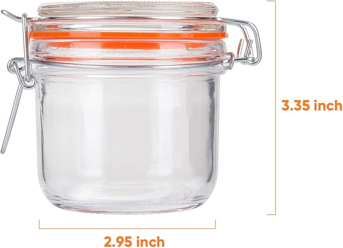 Encheng Glass Jars With Airtight Lids, 6 oz Mason Jars,Glass Jar With Leak Proof Rubber Gasket 200ml,Storage Jar With Hinged Lid for Home and Kitchen,GlassStorage Containers With Lids 12 Pack - Image 2
