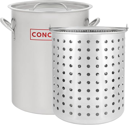 CONCORD 42 QT Stainless Steel Stock Pot w/Basket. Heavy Kettle. Cookware for Boiling (42) by ConcordCookware
