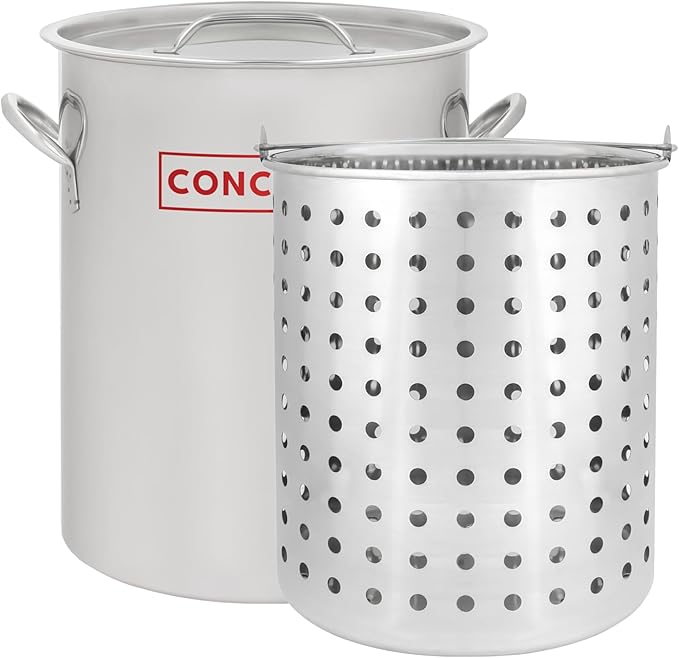 CONCORD 36 QT Stainless Steel Stock Pot w/Basket. Heavy Kettle. Cookware for Boiling (36) by ConcordCookware