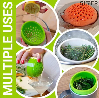 (GREEN) Nesting Can Strainer Mini Colander Set - Space Saving Small Colanders and Strainers - Multi Use Kitchen Gadget - Silicone Can Strainer