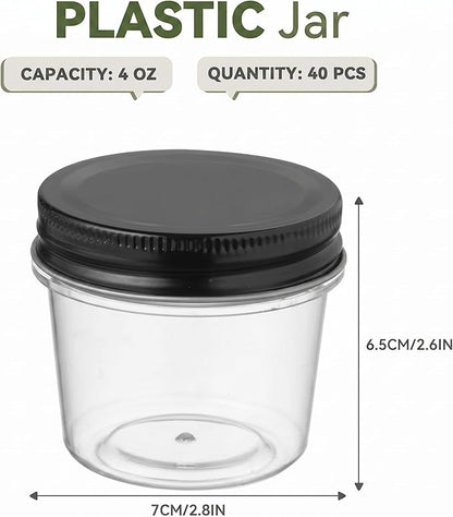 novelinks 4 oz Small Plastic Jars with Lids, 40 Pack Mini Plastic Mason Jars with Lids 4oz, Craft Storage Containers & Canning Jars & Small Spice Jars for Kitchen Organization (40 Pack,Black) - Image 2