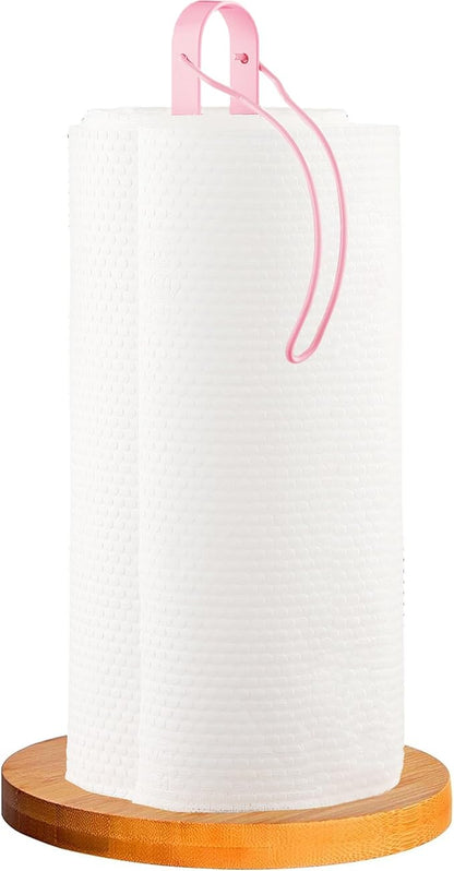 Wood Paper Towel Holder Countertop, TONLEA Kitchen Paper Towel Holder FreeStanding with Fixer for Kitchen and Bathroom Organization, Kitchen Roll Holder for Standard and Large Rolls by TONLEA