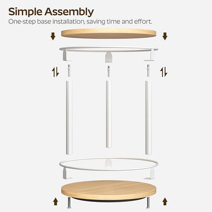 YATINEY Lazy Susan Organizer, Rotating Spice Rack, 2 Tier Spice Turntable Organizer, Industrial Turntable Spice Holder, for Kitchen Countertop, Compact and Versatile, White and Natural SR22WN - Image 5