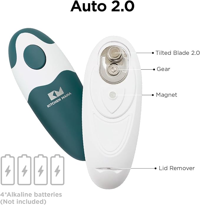 Kitchen Mama Auto 2.0 Electric Can Opener: Blade Opens Almost Any Can Pop or Soda Can - Automatic, Hands Free, Safe, Smooth Edge, Lid Remover, Battery Operated, Cordless, YES YOU CAN (Emerald Mist) - Image 3