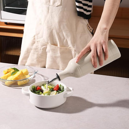 Sweejar Large Ceramic Olive Oil Dispenser Bottle, Opaque Oil Cruet Protects to Reduce Oxidation, Suitable for Storage Vinegar, Soy Sauce & Other Liquids, Pack of 1, 24 Fl Oz(Beige) - Image 3