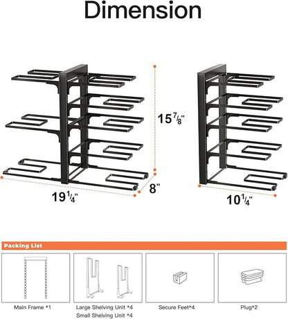 ORDORA Pots and Pans Organizer Rack for Cabinet, 15.83" Height 8-Tier Heavy Duty 120LBS Pot Pan Organizer under Cabinet Adjustable for Dutch Oven, Cast-iron Pan, Heavy Skillets Griddles, Shallow Pot - Image 4