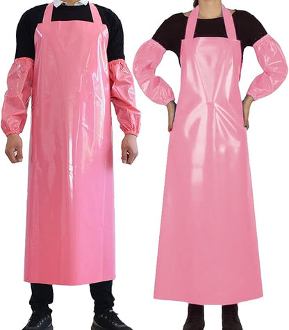 ELEBOX Waterproof Oil Proof Bib Apron Utility Apron Chemical Resistant Apron with Sleeve Work Apron Ultra Lightweight by ELEBOX