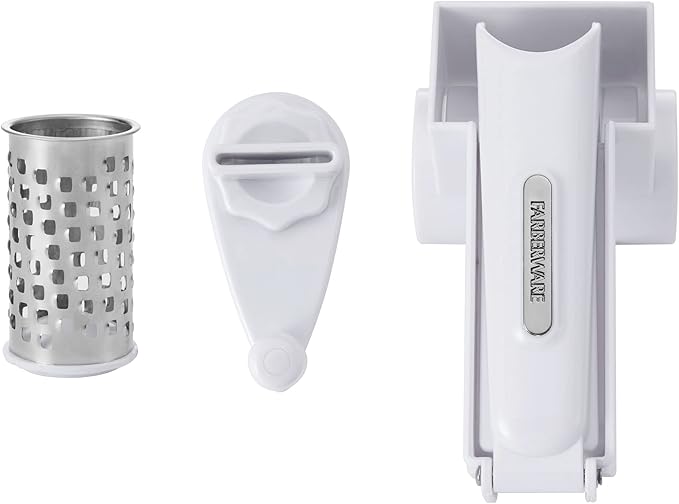 Farberware Professional Rotary Grater with Fine Etched Stainless Steel Drum, 4.33x5.51x3.54 Inch, White - Image 2