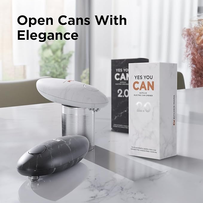 Kitchen Mama Auto 2.0 Electric Can Opener: Blade Opens Almost Any Can Pop or Soda Can - Automatic, Hands Free, Safe, Smooth Edge, Lid Remover, Battery Operated, Cordless, YES YOU CAN (Marble White) - Image 5