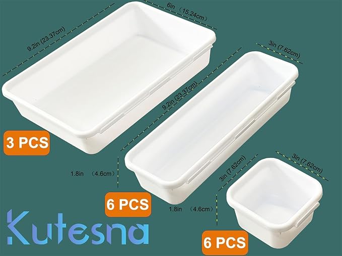 Kutesna 15 PCS Interlocking Desk Drawer Organizer Separator for Office,Bathroom,Kitchen,Makeup（White） - Image 2