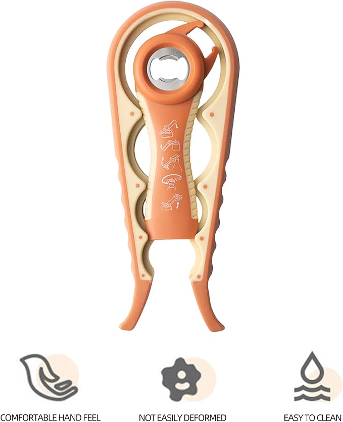 Bottle Opener for Arthritic Hand,Jar Opener for Old People, Children, Women, Those with Weak Hands,Multifunctional Kitchen Gadgets (A-Orange) - Image 7