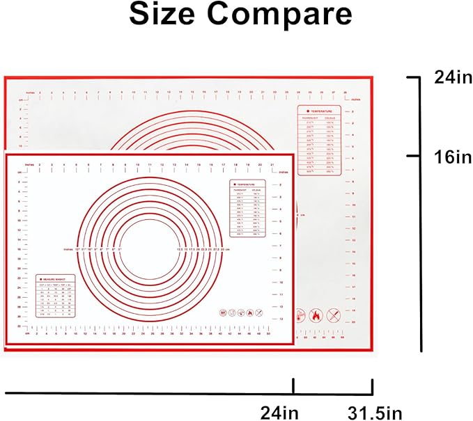 Extra Large 31.5" x 24" Silicone Baking Mat | Non-Slip Pastry & Dough Mat with Dough Scraper | Perfect for Rolling Out Dough, Pie Crusts, Fondant | Oven-Safe Silicone Liner(31.5''L X 24''W) - Image 3