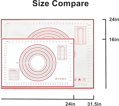 Extra Large 31.5" x 24" Silicone Baking Mat | Non-Slip Pastry & Dough Mat with Dough Scraper | Perfect for Rolling Out Dough, Pie Crusts, Fondant | Oven-Safe Silicone Liner(31.5''L X 24''W) - Image 3