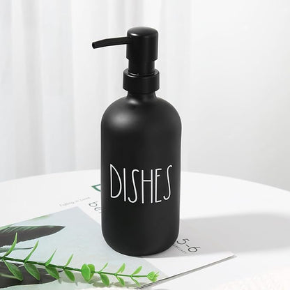 VIMERPA Dish Soap Dispenser, Matte Black Soap Dispenser for Kitchen, Glass Dishes Soap Dispenser with Plastic Pump, 17 Fl Oz Refillable Liquid Soap Bottle Container, Farmhouse Kitchen Decor - Image 6