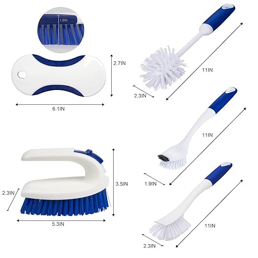 CELOX Kitchen Scrub Brush Set with Ergonomic Handle, Deep Cleaning Brushes, Include Dish Brush (Blue) - Image 2