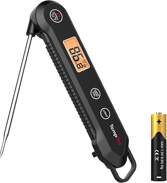 TempPro Digital Instant Read Meat Thermometer for Grilling Waterproof Kitchen Food Thermometer with Calibration Backlight Baking Bread Candy Thermometer Cooking Tools Utensils (Previously ThermoPro) by TempPro